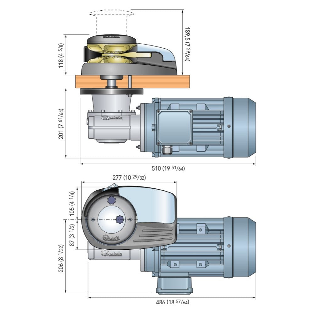 Quick Dylan DH4 AC3000D Windlass - 10mm (3/8") 3000W 230/400V With Drum