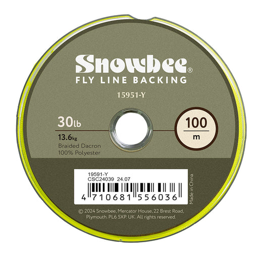 Snowbee Fly Line Backing - 100m Braided Dacron - Hi-Viz Yellow - 30lb