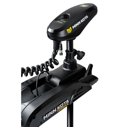 Minn Kota trolling motor on a white background head unit right side view