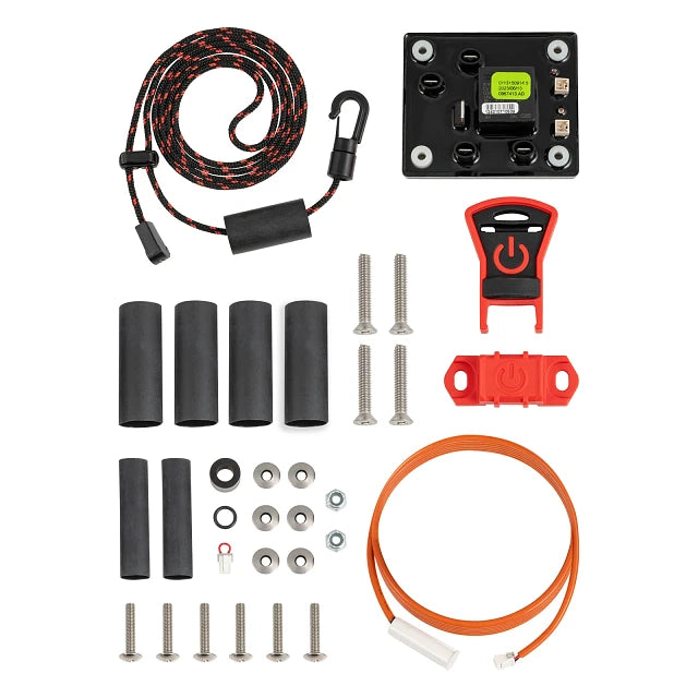 mounting hardware  and electronic components and tools on a white background